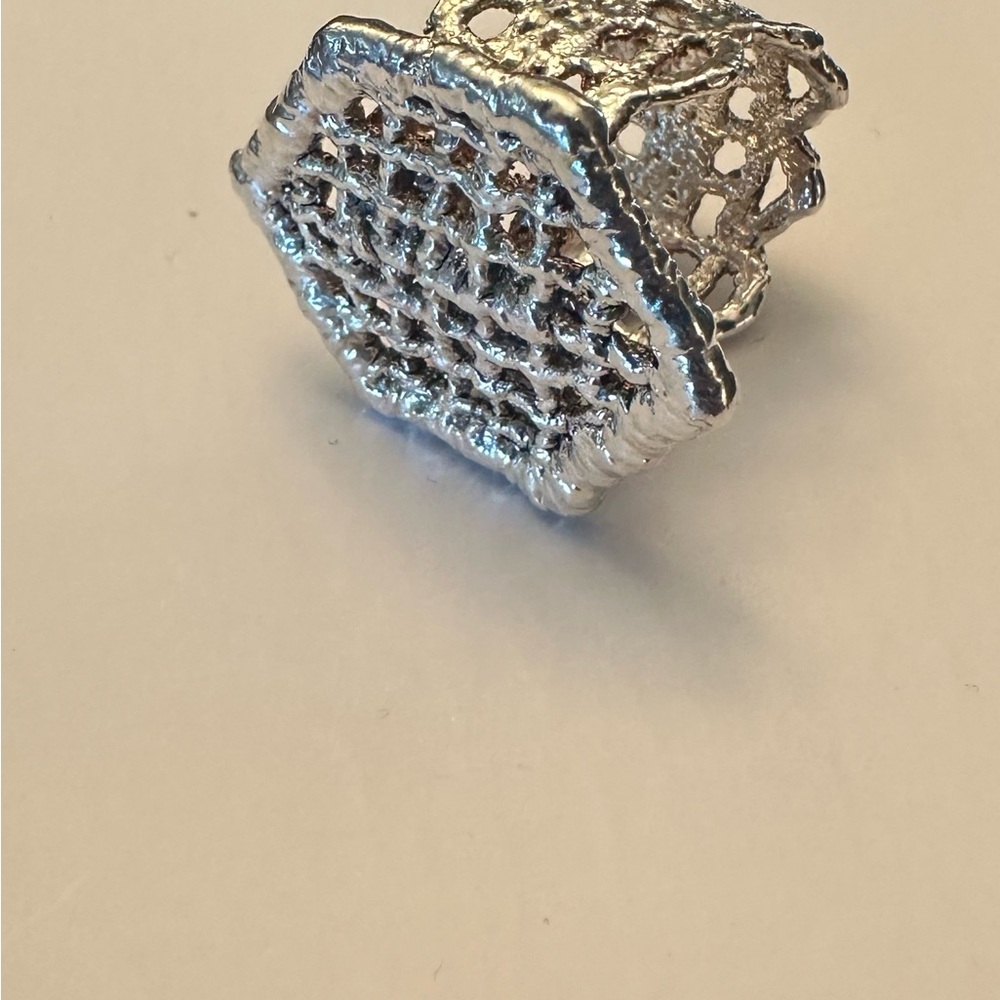 Textured Silver Toned Statement Ring. - image 4